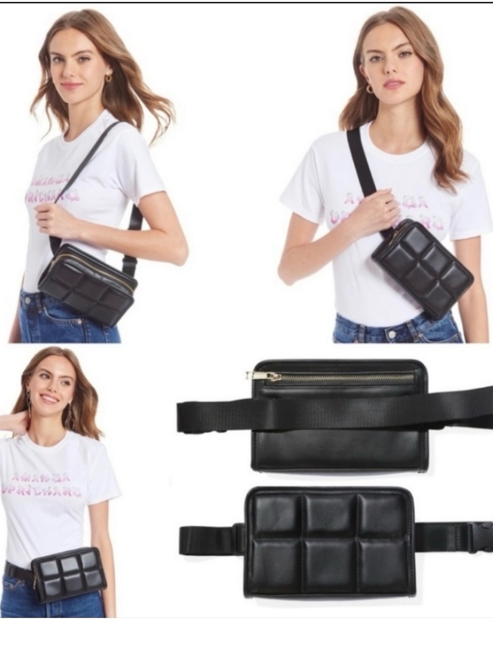 Amanda Uprichard Black Puffer Belt Bag